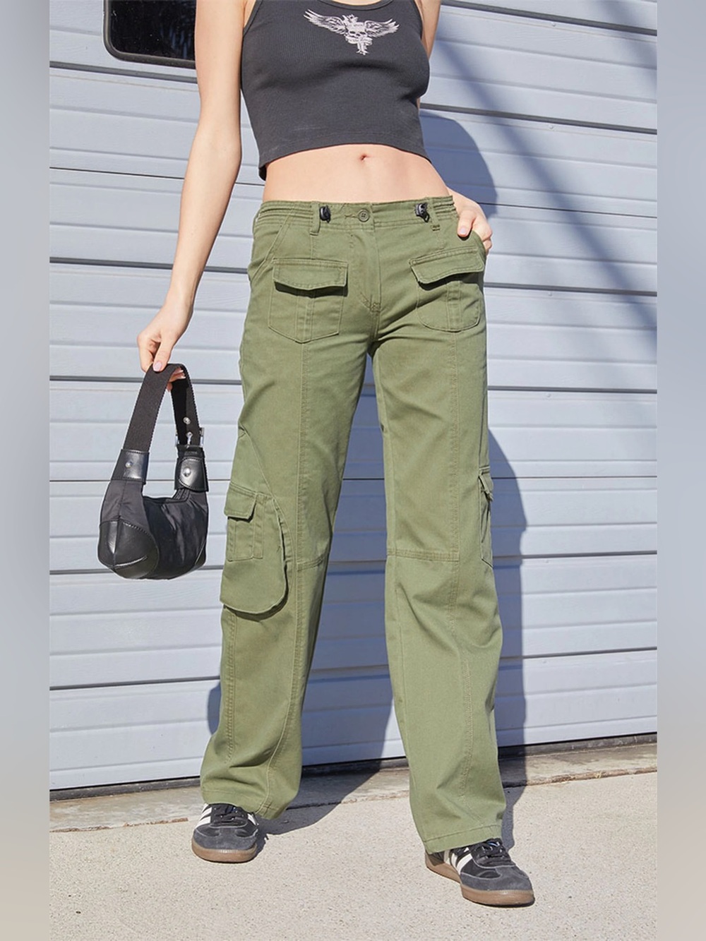 Brandy Melville Olive Green Kim Low Rise Cargo Pants